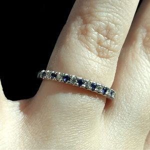 Sapphire and Diamond Vera Wang Wedding Band 14 kt. White Gold